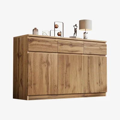 The Range Buffet Cabinet with 3 Drawers, 3 Doors and Adjustable Shelves, Oak - Oak