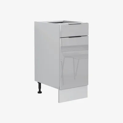 The Range Kitchen Cabinets 7-Unit Set, 240cm Light Dove Grey High Gloss, MDF, Flat-pack - Light Dove Grey High Gloss / Grey Matt