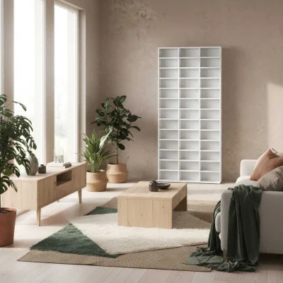The Range Somole Tano Wooden Marble Effect Adjustable CD Storage Cabinet 102 x 195 cm