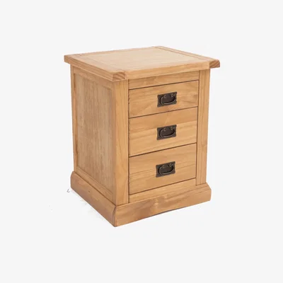 The Range Lucca 3 Drawer Bedside Cabinet - Brown / Brass Drop