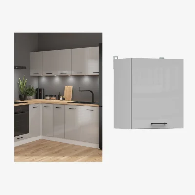 The Range Kitchen Wall Unit 500mm Cabinet Cupboard Light Grey Gloss Modern Storage - Junona - Light Grey Gloss / White Matt