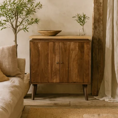 The Range Giverny 2 Tone Mango Wood Platform Storage Cabinet - Brown