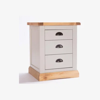 The Range Bomporto 3 Drawer Bedside Cabinet - Grey / Brass Cup