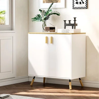 The Range Accent Storage Cabinet with Dual Doors - White+Natural