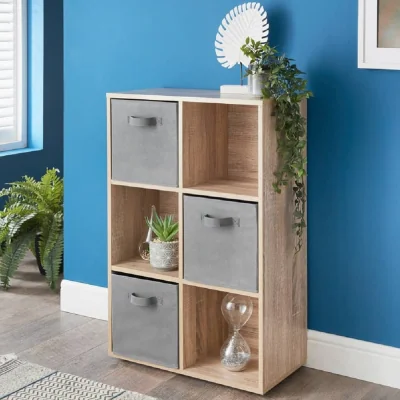 The Range 6 Cube 3 Basket Unit - Oak