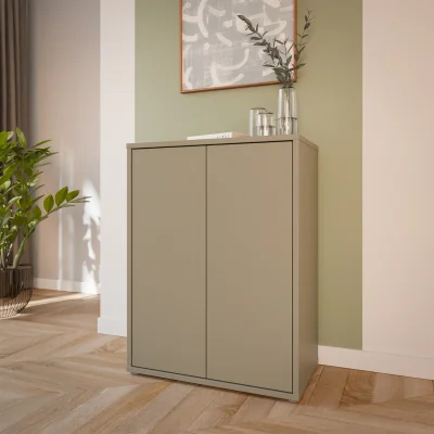 The Range Alice Springs Tall 2 Door Cabinet with Push-Open Doors in Light Grey - Taupe