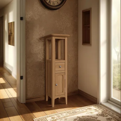 The Range FWStyle Ready Assembled Solid Ash 1 Door 1 Drawer Tall Cabinet - Natural Ash