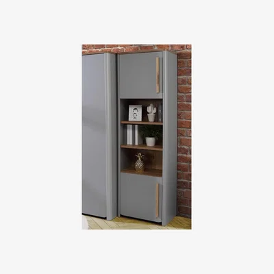 The Range Matt Grey Sonoma Oak 2 Drawer Display Cabinet With Open Shelving - Grey