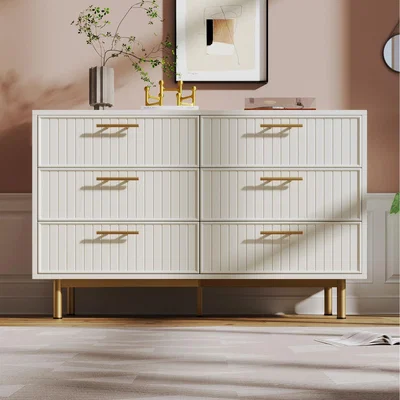 The Range Sideboard for Living Room, Cabinet with 6 Drawers - White