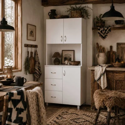 The Range Dika Tall White Kitchen Storage Cabinet 183.5 cm