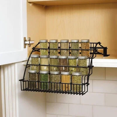 The Range 3 Tier Pull Down Spice Rack Organizer for Cabinet - Black