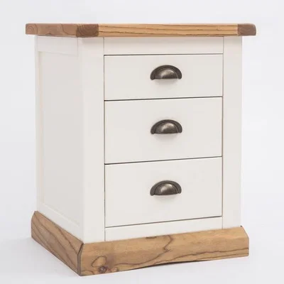 The Range Tropea 3 Drawer Bedside Cabinet - White / Cup / Brass