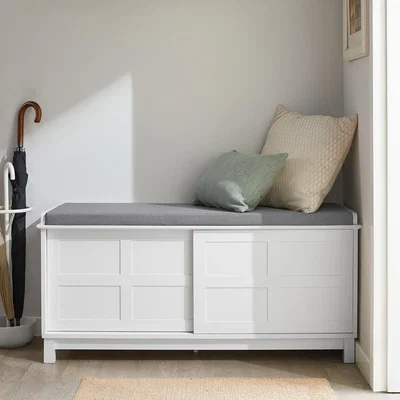 The Range SoBuy Shoe Cabinet with 2 Sliding Doors - White