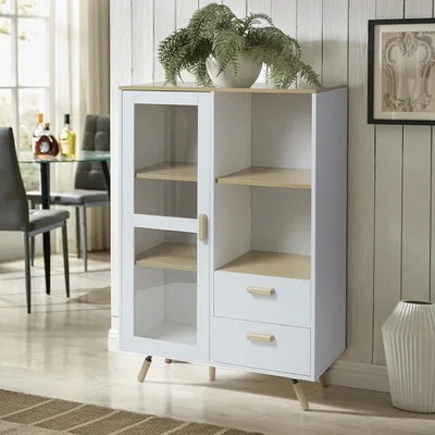 The Range Classic Side Cabinet with Glass Door - White