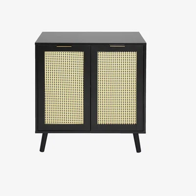 The Range Craven - 2-door Cane Cabinet  - Black