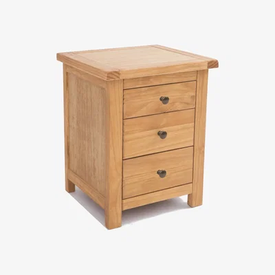 The Range Lugo 3 Drawer Bedside Cabinet - Brown / Brass Knob