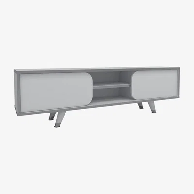The Range Minola TV Stand with Cabineta and Shelves - White - Nickel Band