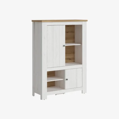 The Range Celesto 2 Door 4 Shelves Cabinet in White and Oak - White & Oak