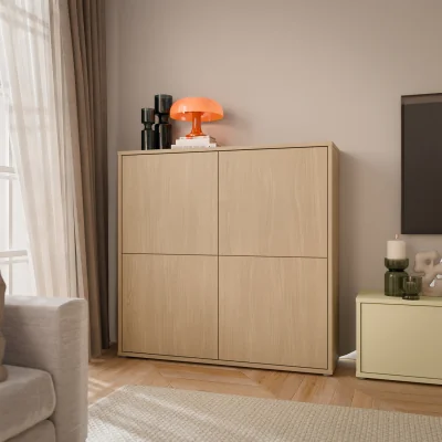 The Range Alice Springs 4 Door Storage Cabinet with Push-Open Doors in Sand - Elegancia Oak
