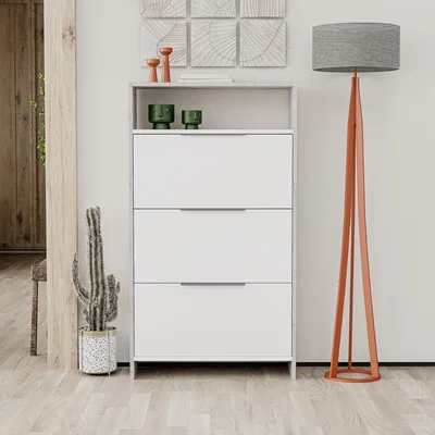The Range Kaju Shoe Cabinet - White - Gold Marble Effect