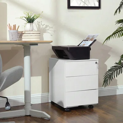 The Range SONGMICS Lockable 3-Drawer Mobile File Cabinet - White