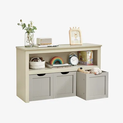 The Range VASAGLE Kids Storage Cabinet with Wheels and Bins - Light Khaki