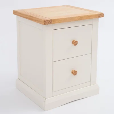The Range Castelli 2 Drawer Bedside Cabinet - White / Wood Knob