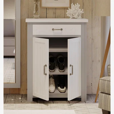 The Range Greystone - Shoe Storage Cupboard With Drawer - Grey