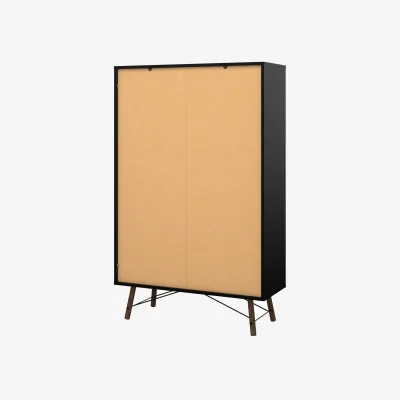 The Range Juno Matt Black Walnut China Cabinet 2 Doors 1 Drawer - Matt Black Walnut