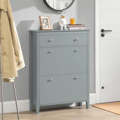 The Range SoBuy Shoe Cabinet Organizer Unit with Drawers - Grey