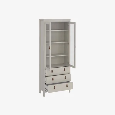 The Range Wildberry Cashmere China Cabinet - 2 Glass Doors, 3 Drawers, 1990mm - Cream