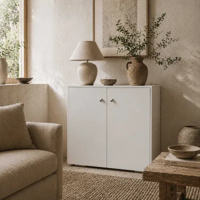 The Range Cosofi White Freestanding Storage Cabinet - 2 Doors, 2 Shelves
