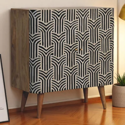 The Range Solid wood Edessa Bone Inlay Cabinet - Brown