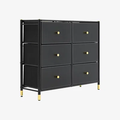 The Range Steel-Frame Cabinet with Fabric Drawers - Black / 88cm / 17kg