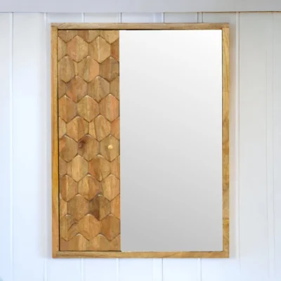 The Range Solid Wood Pineapple Carved Mirror Cabinet - Beige