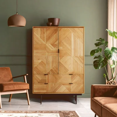 The Range Jakara Natural Finish Cabinet with Drawers
