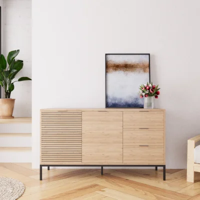 The Range Alya Modern Sideboard Cabinet with Drawers - Oak