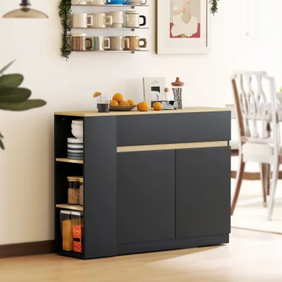 The Range HOMCOM Kitchen Island, Storage Cabinet with 2 Drawers  - Black