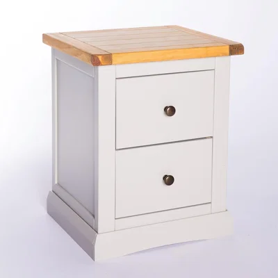 The Range Loreo 2 Drawer Bedside Cabinet - Grey / Brass Knob