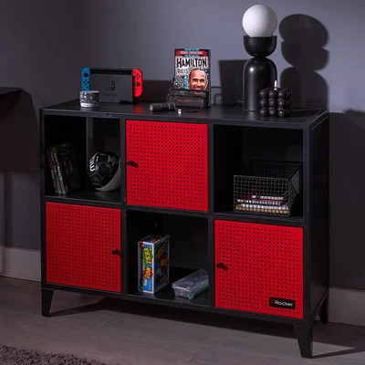 The Range Mesh-Tek Wide 6 Cube Storage Cabinet - Black