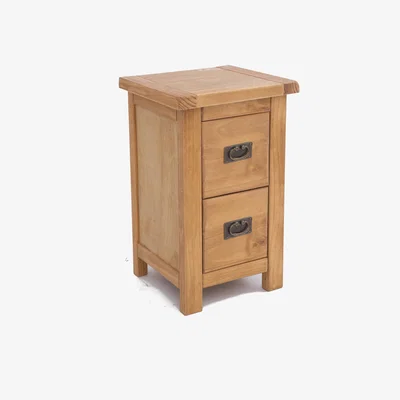 The Range Lugo 2 Drawer Petite Bedside Cabinet - Brown / Brass Drop