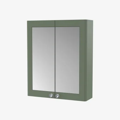 The Range Classic Wall Hung 2 Soft Close Door Mirror Cabinet Satin Green 600mm - Satin Green