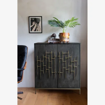 Rockett St George Beautiful Black Cabinet with Gold Detailing