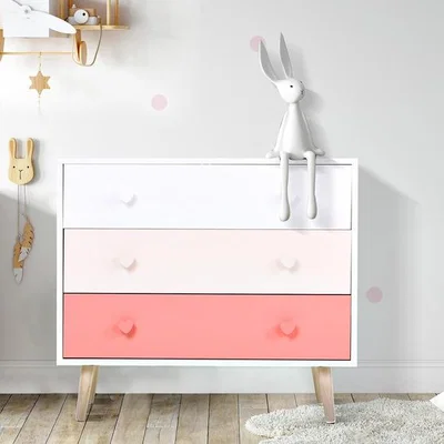 The Range 3 Drawer Bedroom Cabinet Storage Unit Colourful - Pink