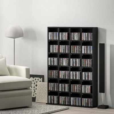 The Range Dicoyo Wood Black CD Storage Cabinet with Adjustable Shelves 89 x 130.5 cm