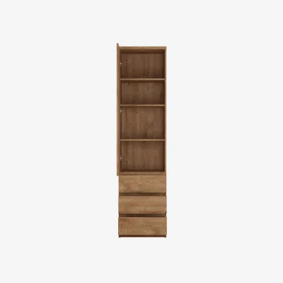 The Range Wyld Haus Hemingway Tall Narrow Cabinet - Natural Oak, 1 Door 3 Drawers - Natural