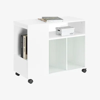 The Range Quintasia Glass Door Drawer File Cabinet - White