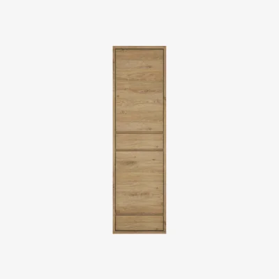 The Range Athens Tall Narrow Storage Cabinet, Natural Oak-Effect Matt, 2 Doors 2 Drawers - Natural
