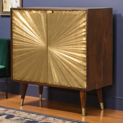 The Range Solid Wood Manila Gold Cabinet - Brown