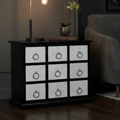 The Range Carla 9 Drawer Crocodile Leather Effect Rectangular Cabinet